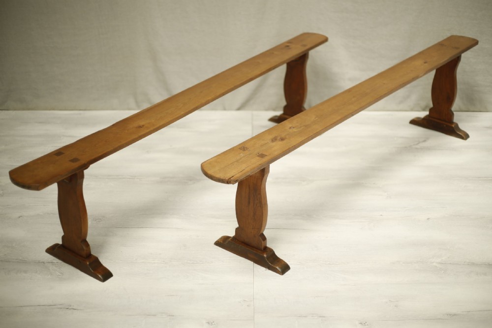 Pair of 19th century French cherrywood benches View III