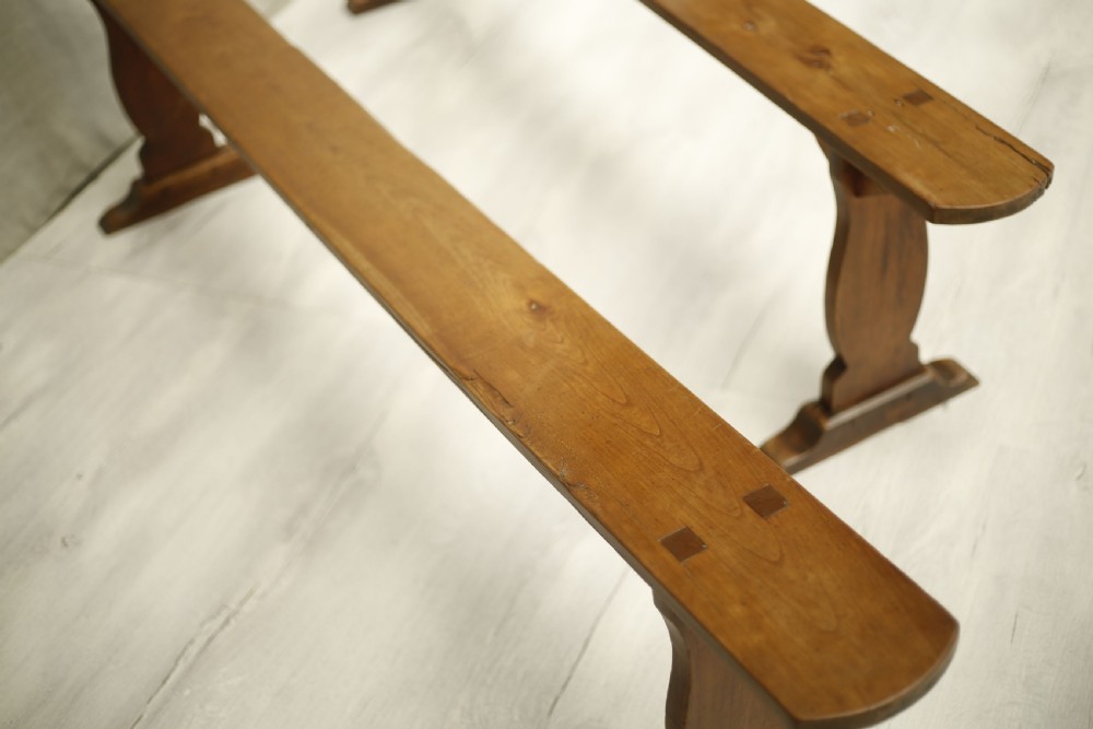 Pair of 19th century French cherrywood benches View V