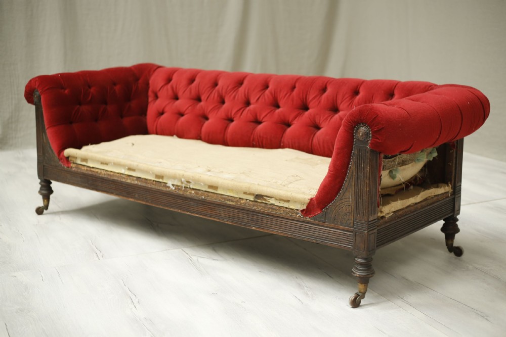 Large Aesthetic movement chesterfield sofa View VI