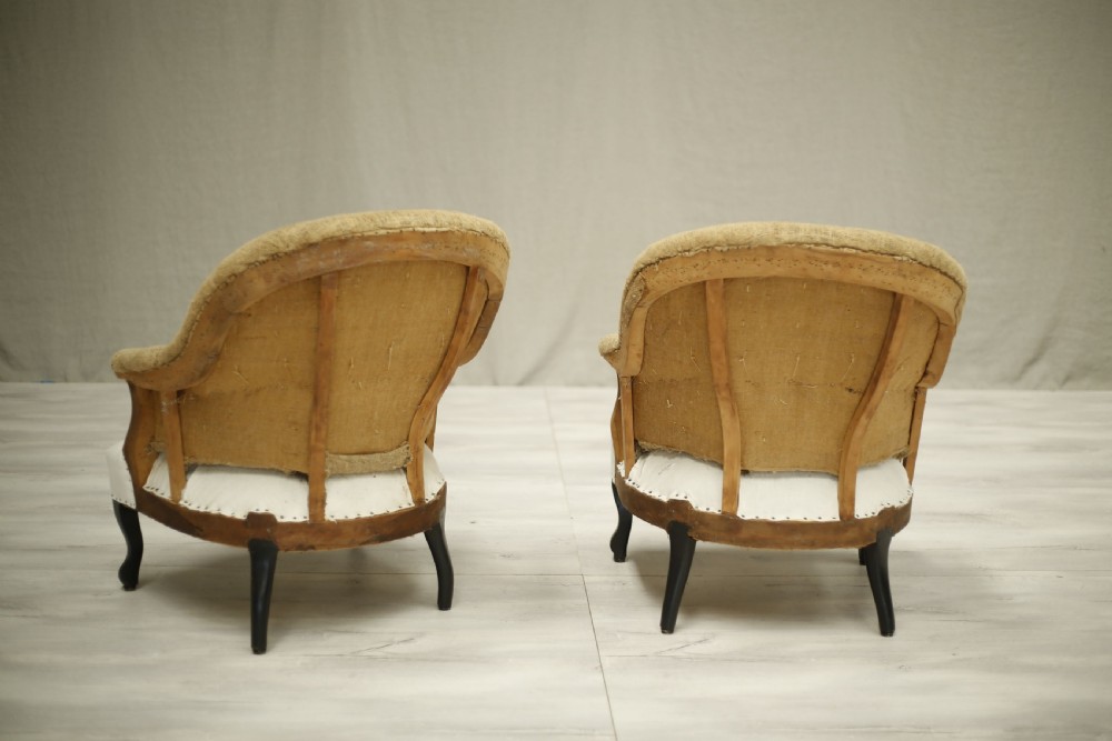 Pair of Napoleon III curved back armchairs- large View VI