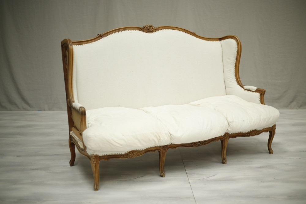 c.1900 Carved frame French Wingback sofa View II