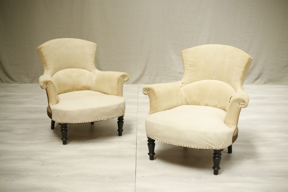 Pair of Napoleon III wide armed armchairs View II