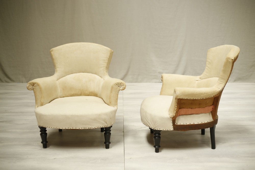 Pair of Napoleon III wide armed armchairs View IV