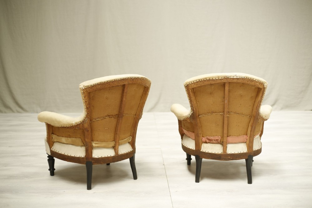 Pair of Napoleon III wide armed armchairs View V