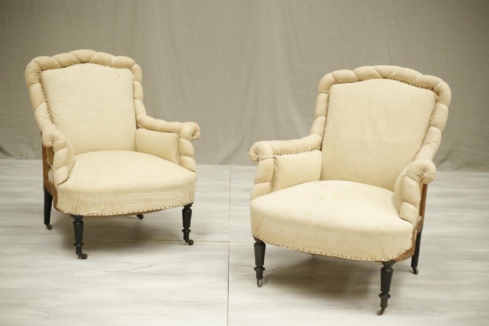 Pair of Napoleon III pie crust armchairs View II