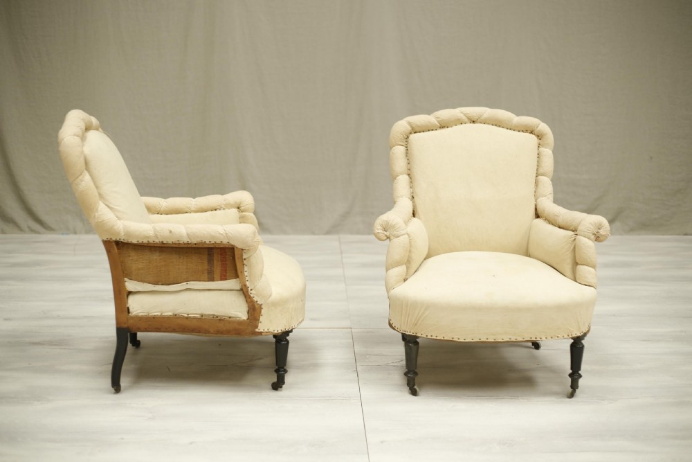 Pair of Napoleon III pie crust armchairs View V
