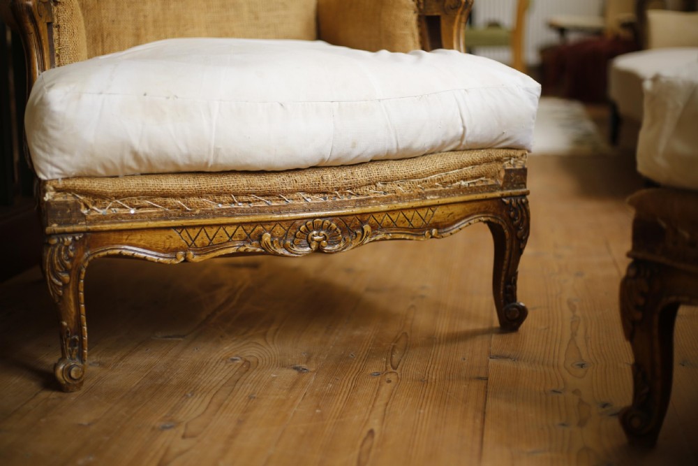 Pair of c.1900 Carved frame French armchairs View IV