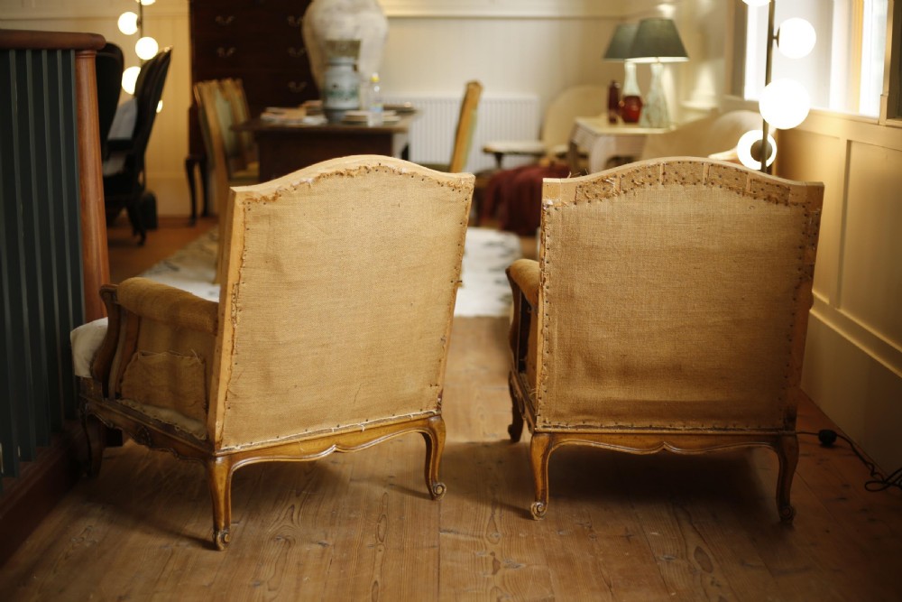 Pair of c.1900 Carved frame French armchairs View VII
