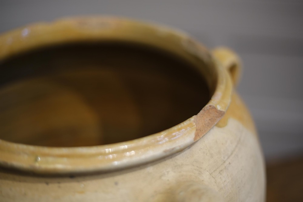 Large Early 20th century Yellow glazed confit pot View VI