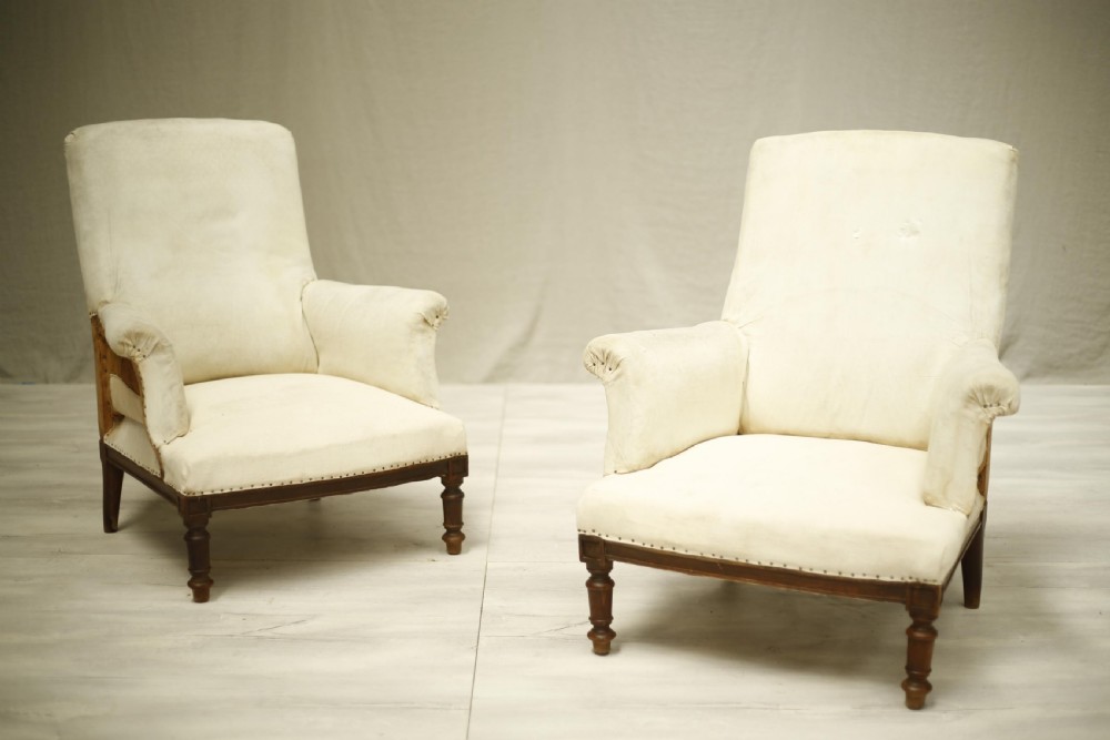Pair of 19th century Square backed armchairs View II