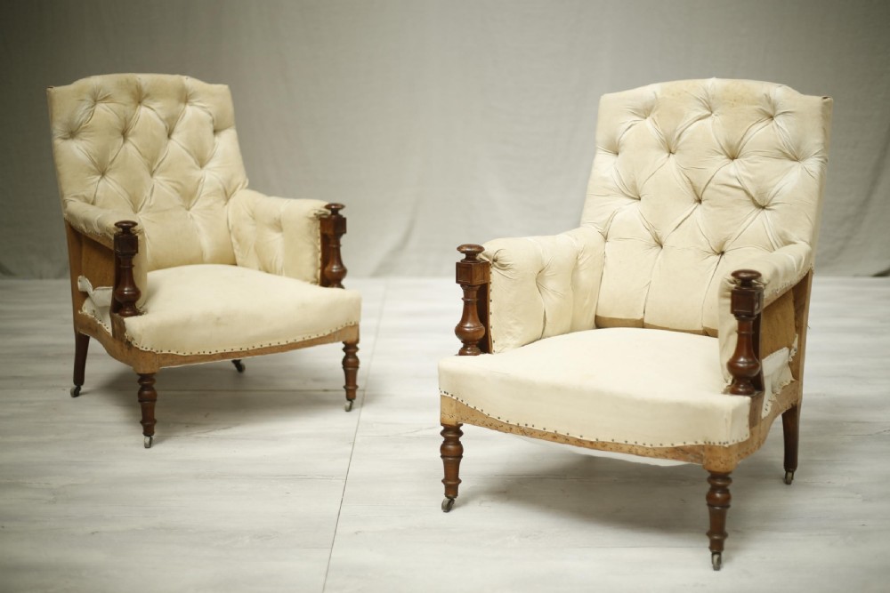 Pair of French armchairs with mahogany frames  View III