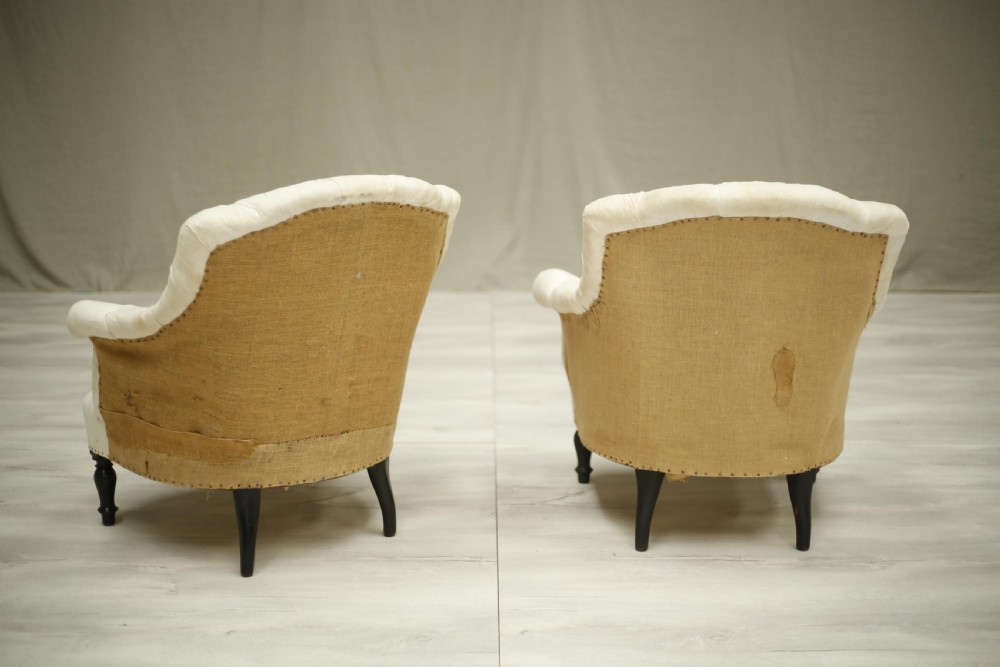Pair of Napoleon III button shield back armchairs View VI