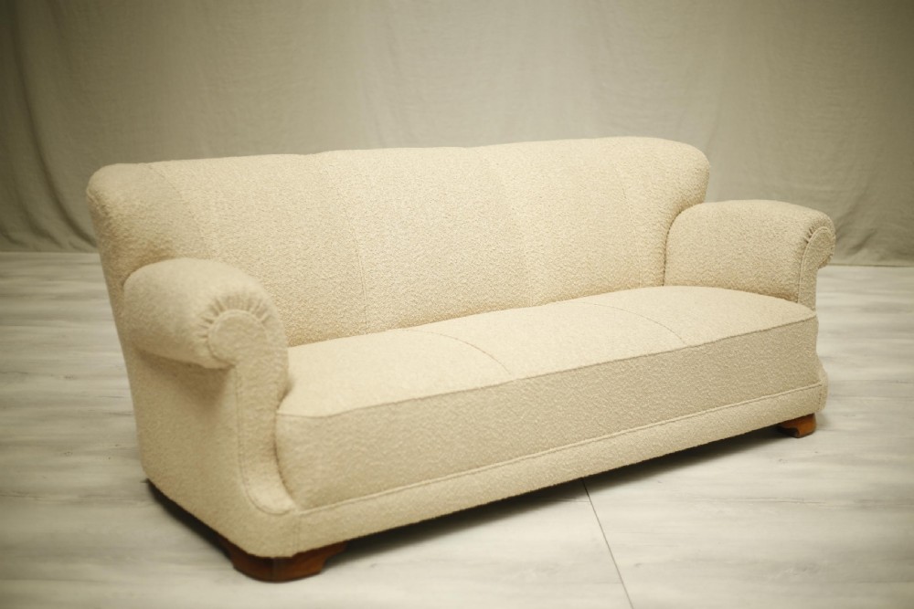 Large 1930's sofa upholstered in Boucle  View III
