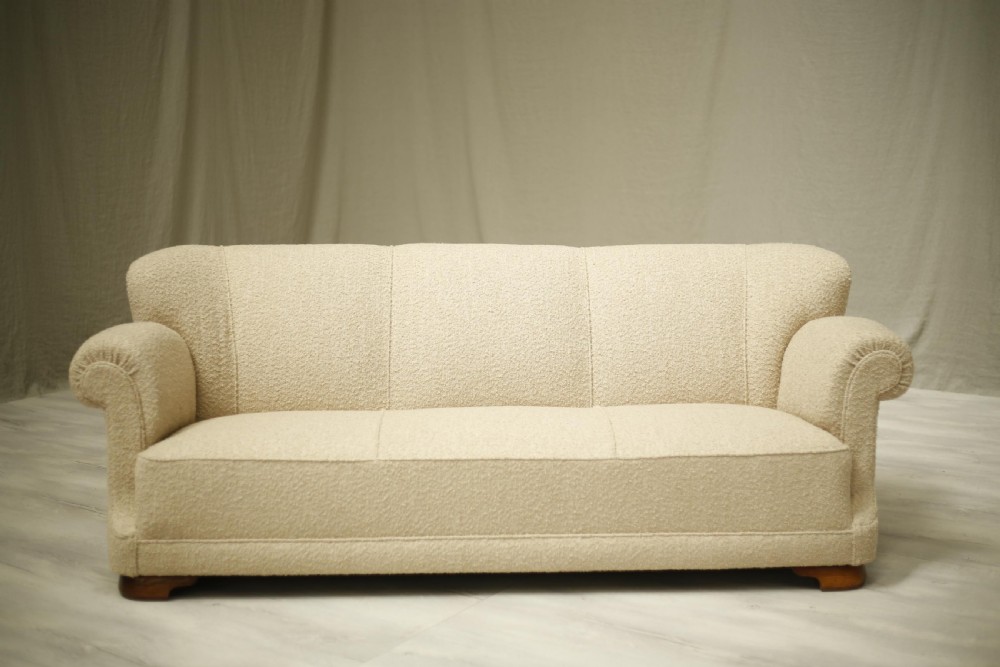Large 1930's sofa upholstered in Boucle  View VII