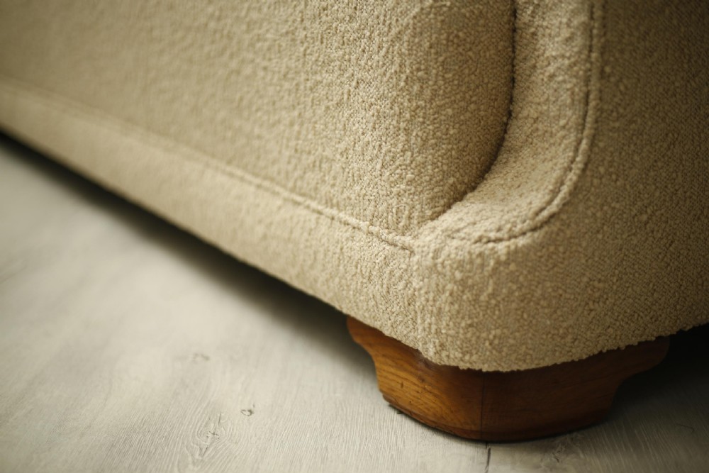 Large 1930's sofa upholstered in Boucle  View X