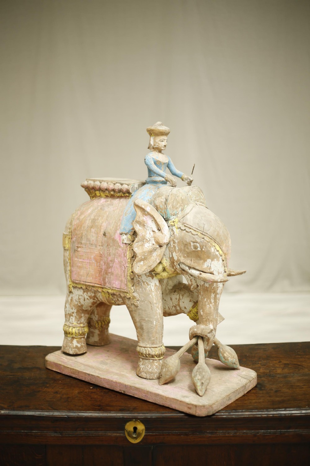 19th century large carved Indian temple elephant