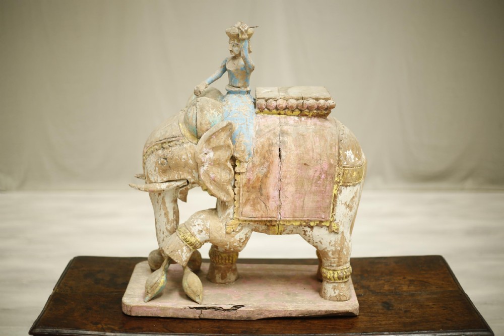 19th century large carved Indian temple elephant View XIII