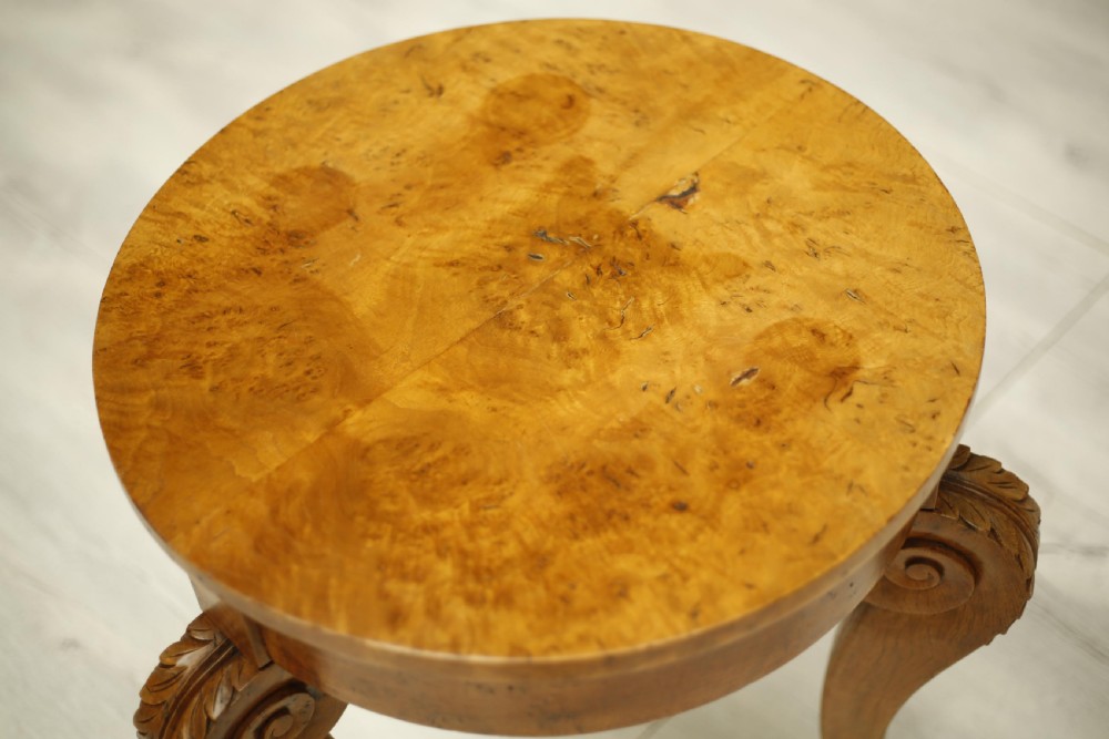 19th century Biedermeier burr oak Gueridon table View III