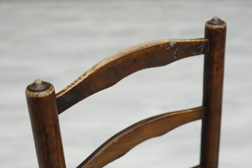6x Antique farmhouse rush seated dining chairs View IX