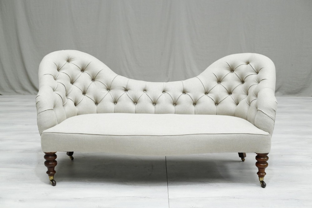 Victorian English country house double humped sofa View VI