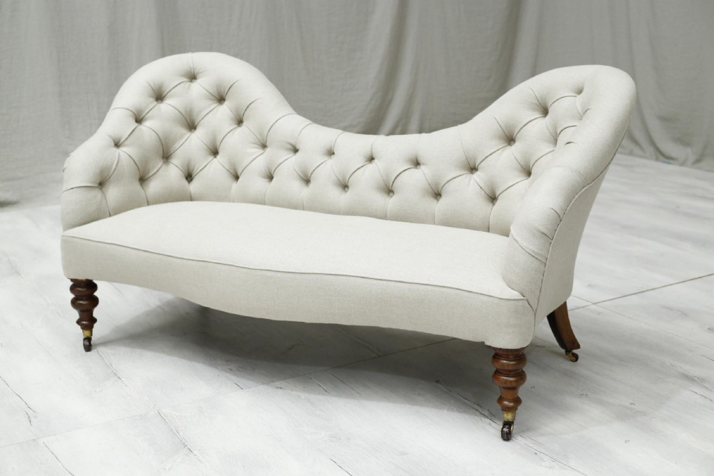 Victorian English country house double humped sofa View VIII
