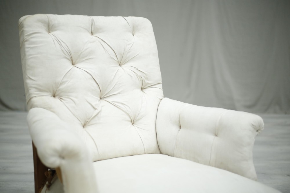 Napoleon III French buttoned square back armchair View III