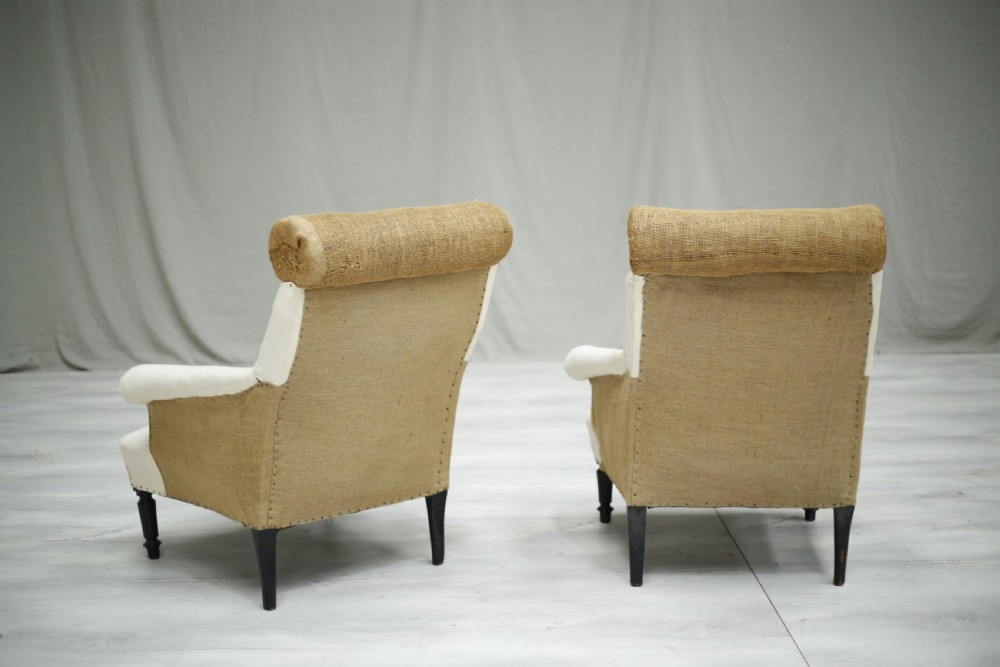 Antique Napoleon III French Roll backed armchairs View VI
