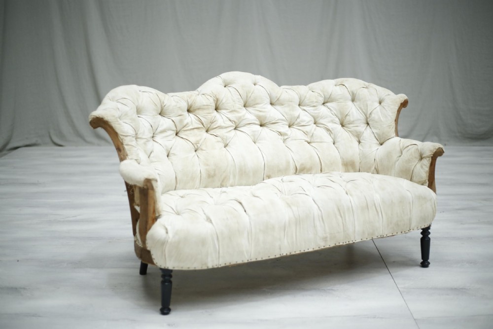 Antique Napoleon III French buttoned sofa View III