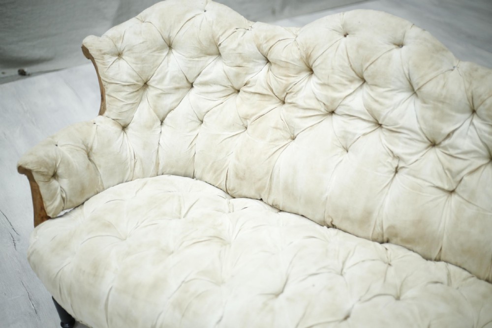Antique Napoleon III French buttoned sofa View V