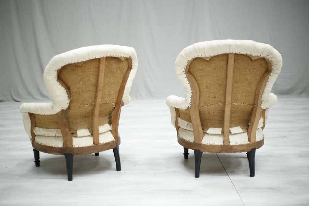 Pair of Napoleon III French pie crust armchairs View VII