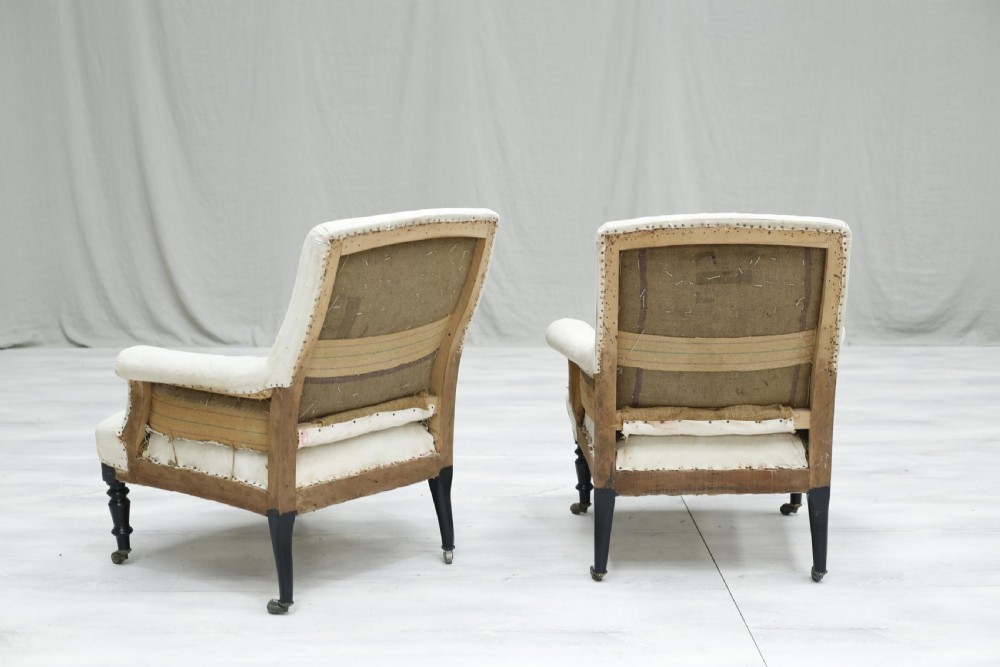 Pair of Napoleon III French square backed armchairs View IV