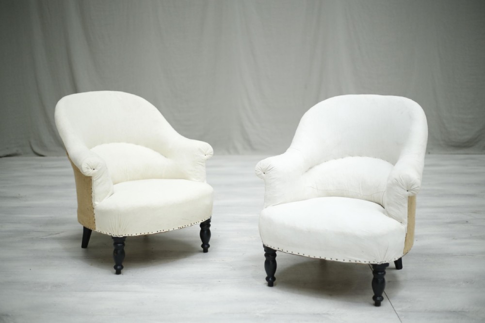 Pair of Antique French tub chairs View III