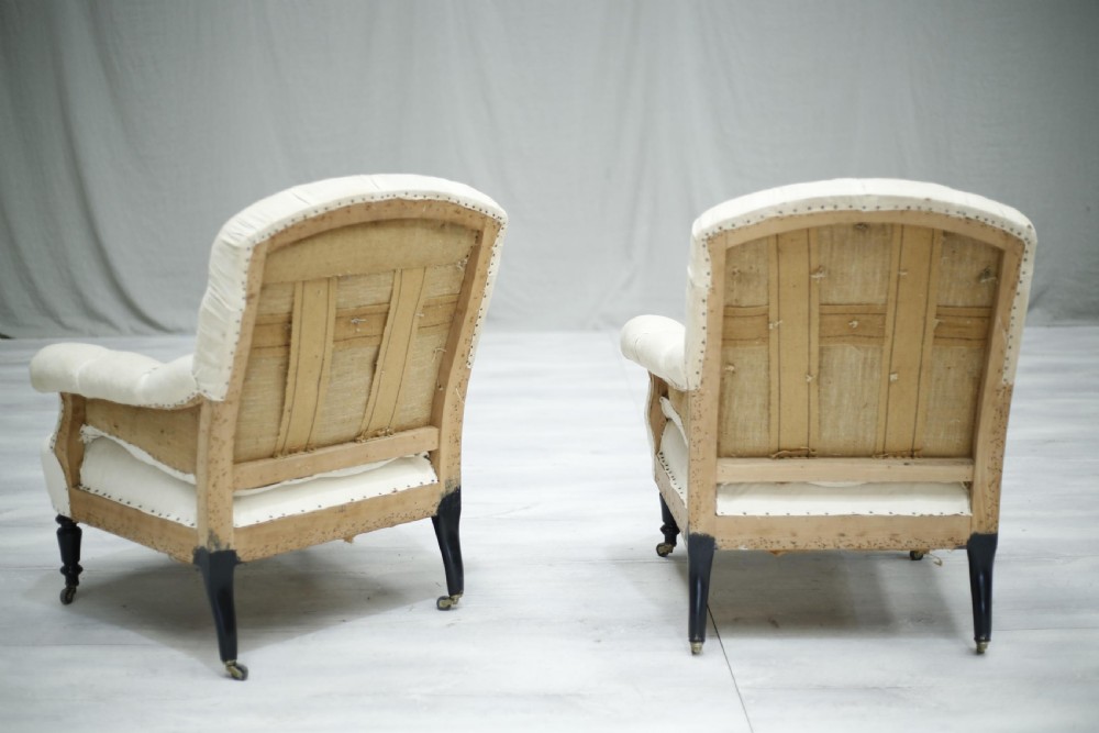Pair of Antique Napoleon III curved back armchairs No2 View VI