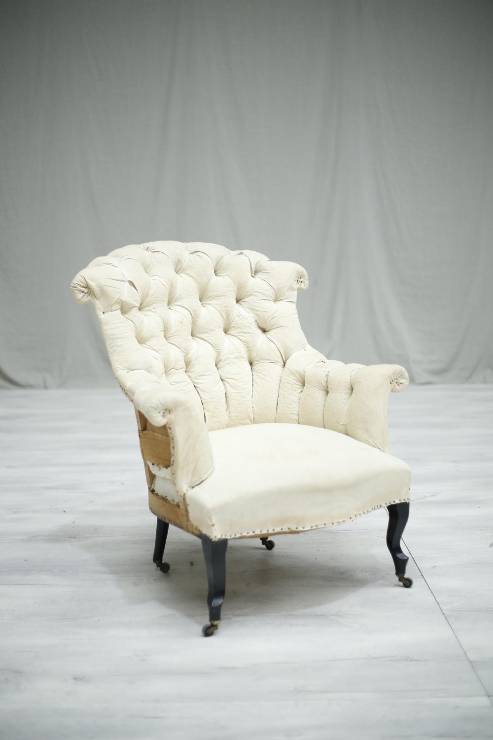 Large Napoleon III Antique French Fishtail armchair