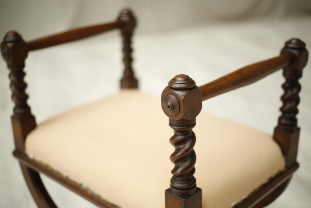 19th century antique x frame mahogany armed stool View VII