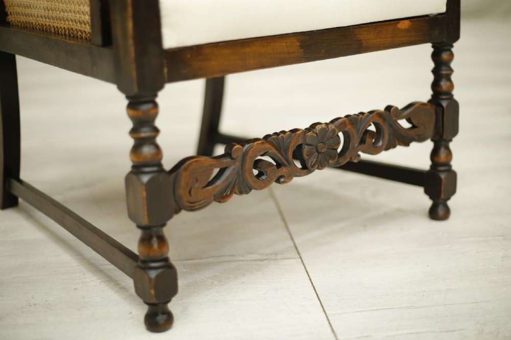 Antique 20th century barley twist and rattan lounge chair View IV