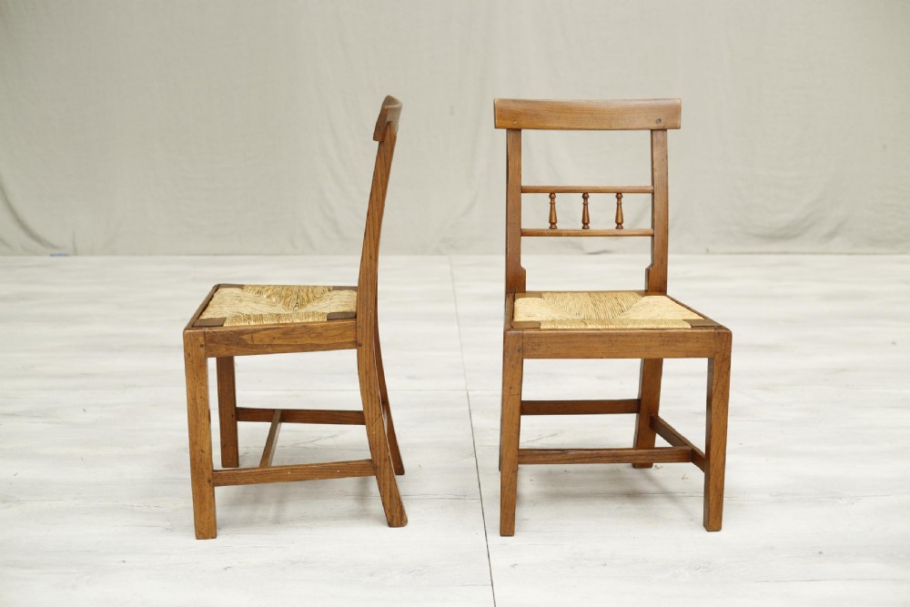 Set of 4 18th century Rush seated dining chairs View X