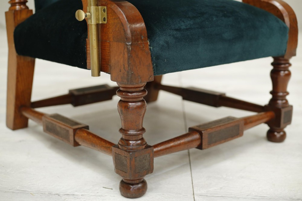 Victorian oak throne chair with reading stand View VI