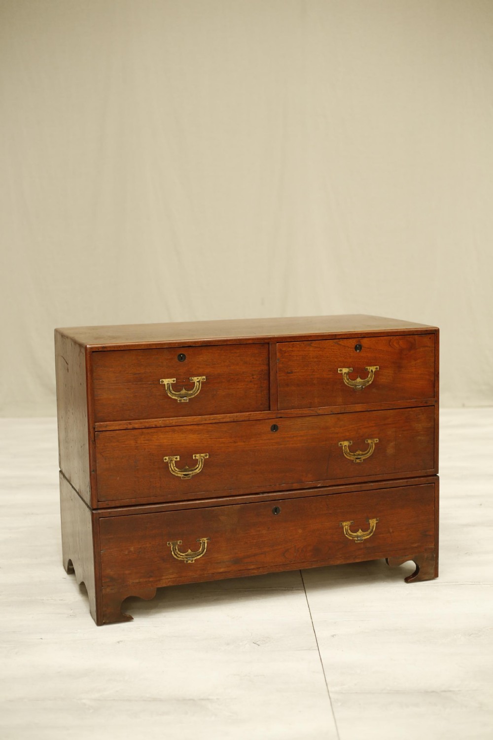 19th century Antique Anglo-Indian teak campaign chest