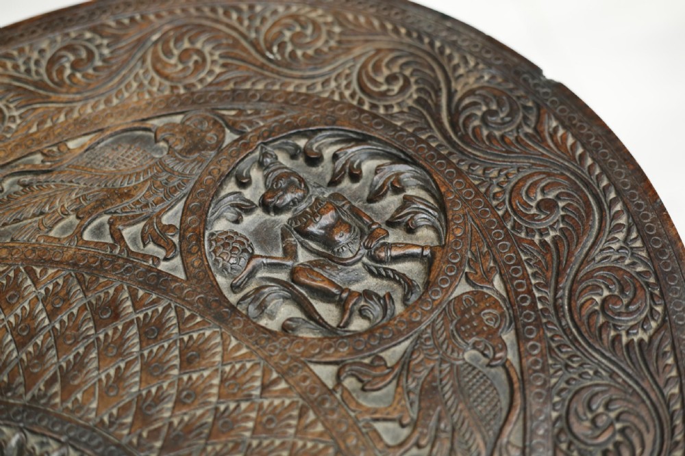 19th century Anglo-Indian Carved elephant coffee table View VI