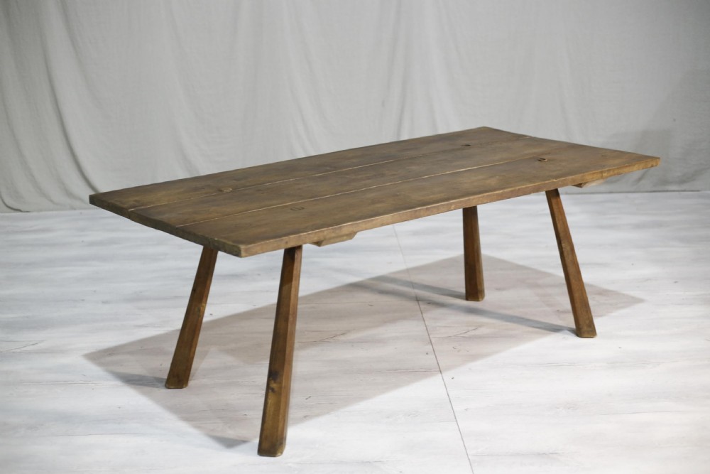 c.1900 Antique rustic elm dining table View II