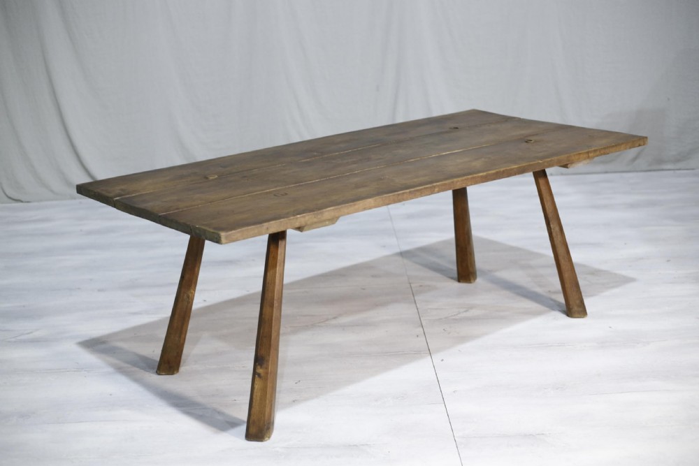 c.1900 Antique rustic elm dining table View III