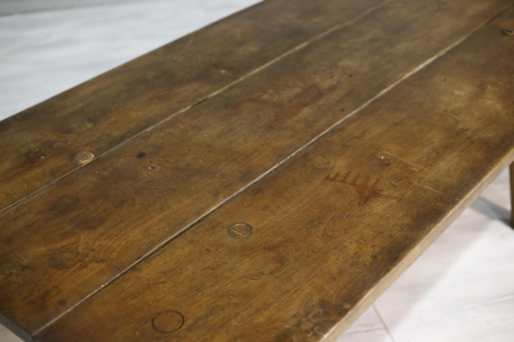 c.1900 Antique rustic elm dining table View IV