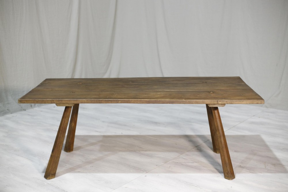 c.1900 Antique rustic elm dining table View IX
