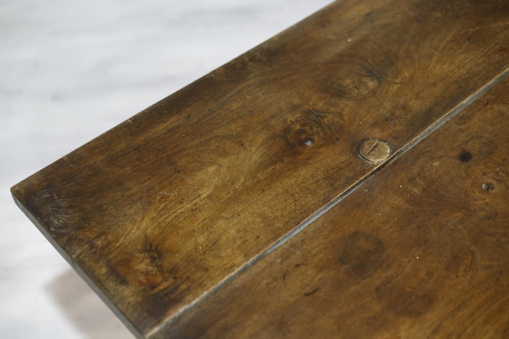 c.1900 Antique rustic elm dining table View XIII