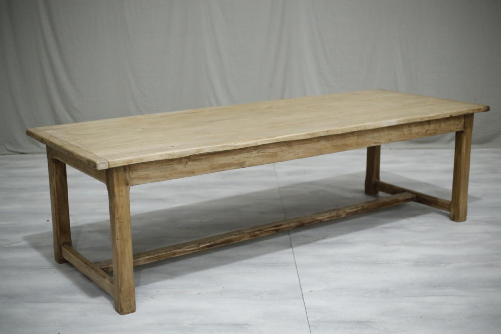 Large antique 19th century Linden wood farmhouse table View II