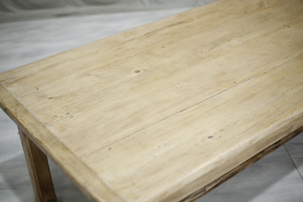 Large antique 19th century Linden wood farmhouse table View IV