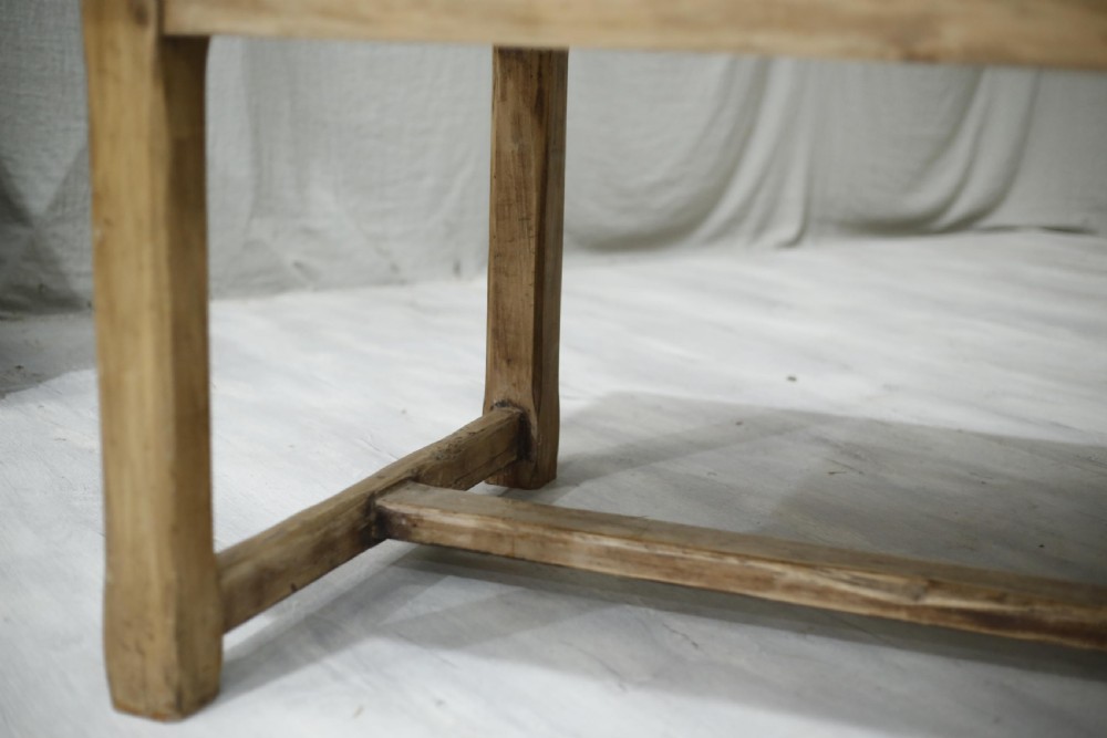 Large antique 19th century Linden wood farmhouse table View VI