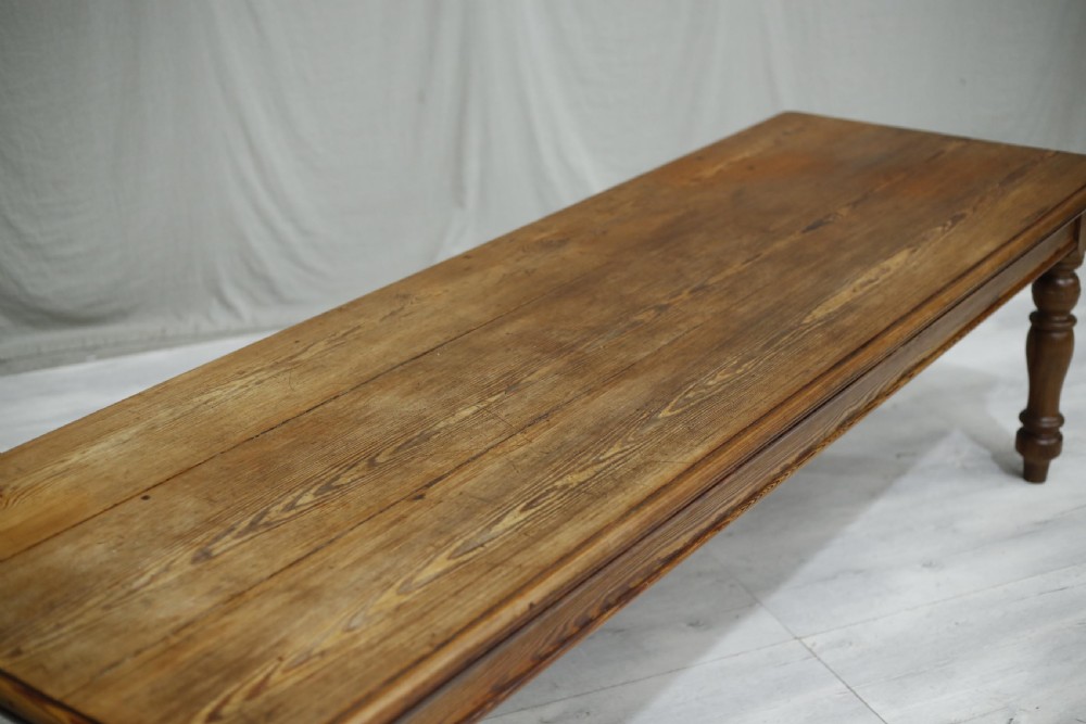 9ft Long 19th century Pitch pine farmhouse table View V