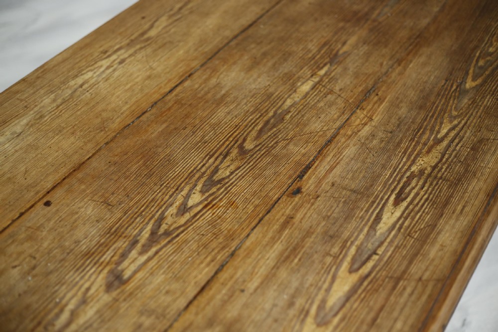 9ft Long 19th century Pitch pine farmhouse table View VI